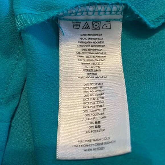 MICHAEL KORS teal zip-up blouse women SIZE L. snap buttons.Quiet luxury - Picture 8 of 10